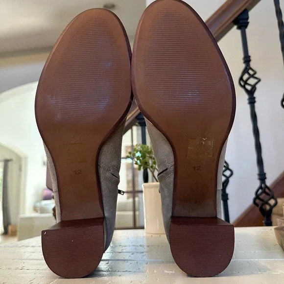 Madewell Women's Suede Ankle Boots, Side Zip, Stacked Heel, Neutral Tan Size 12 - Picture 13 of 16